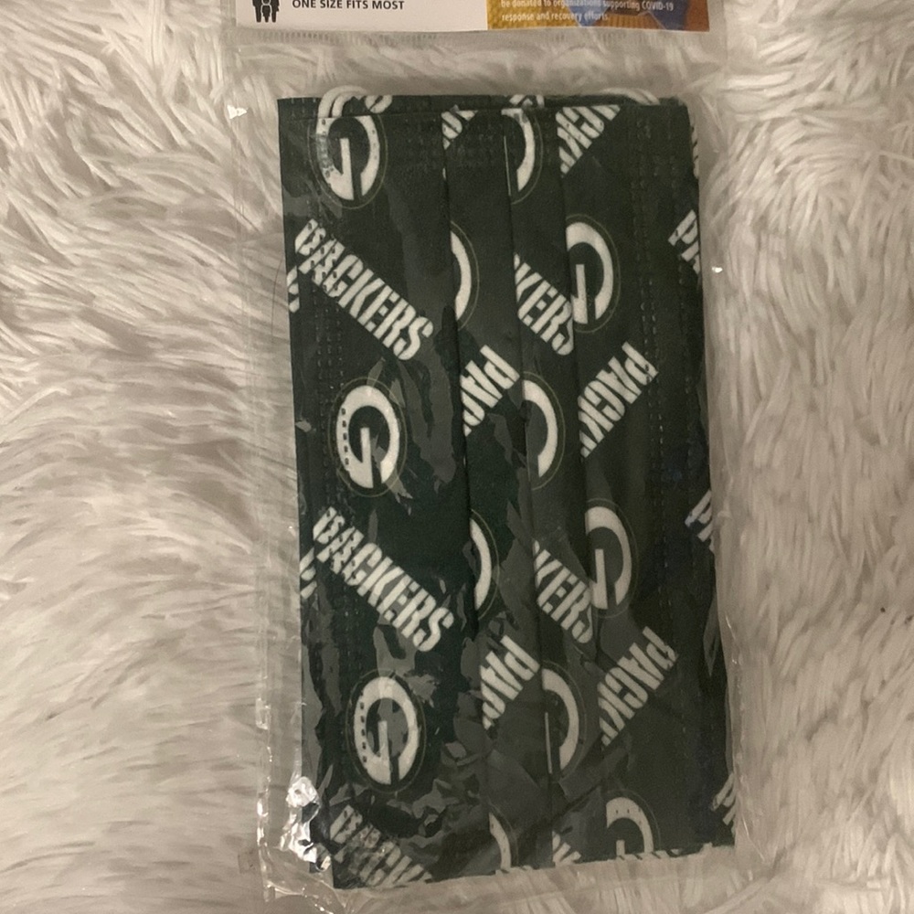 Green Bay Packers 6 Pack Face Masks Adult Disposable